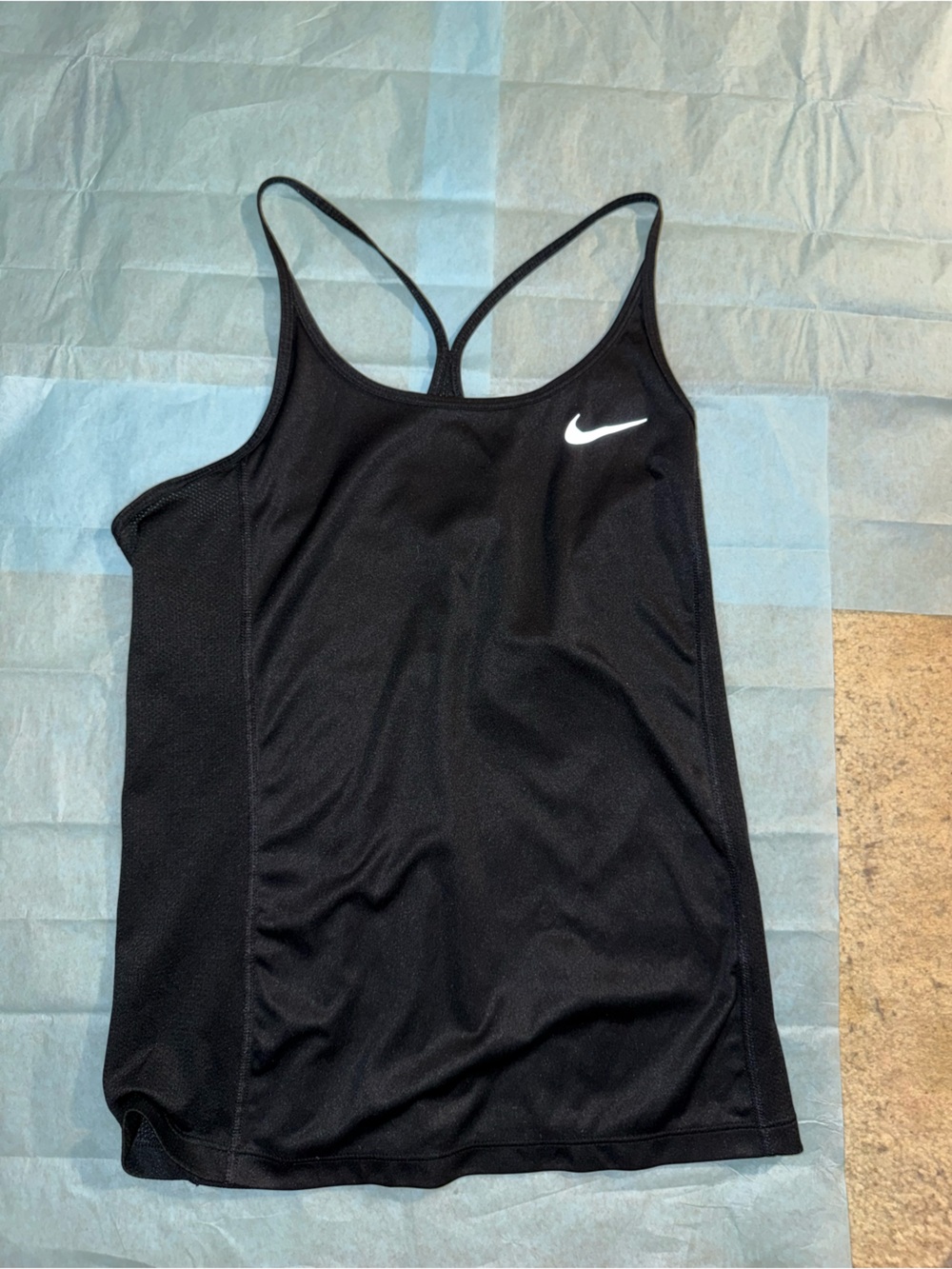 Nike Black Performance Spaghetti-Strap Tank with White Swoosh